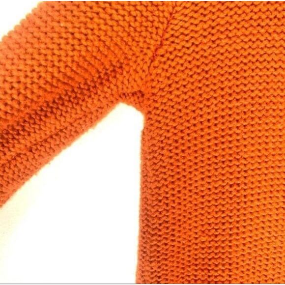 Orange Chunky Knit Open Front Cardigan Sweater Long Sleeve Textured Knit Medium - Picture 4 of 8